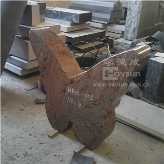 Multicolor Red Granite Butterfly Monument
