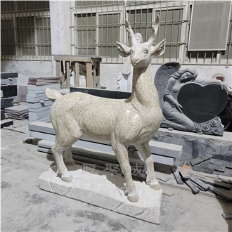 Yellow Rustic Granite Deer  Animal Sculptures