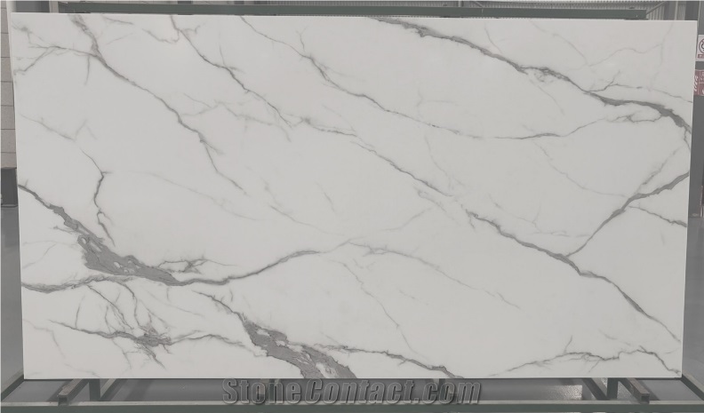 Beautiful White Nano Stone Slabs With Grey Stripe