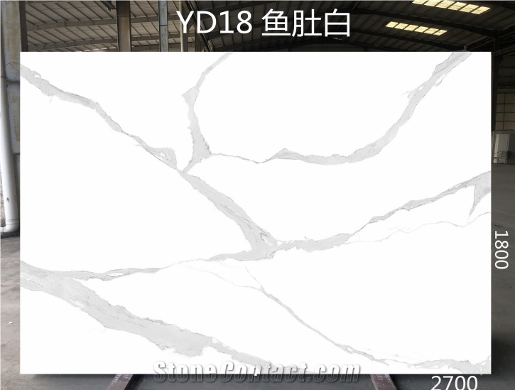 Calacatta White Artificial Stone Slabs For Indoor Decoration