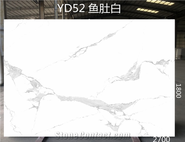Calacatta White Marble Artificial Stone Slabs In Stock