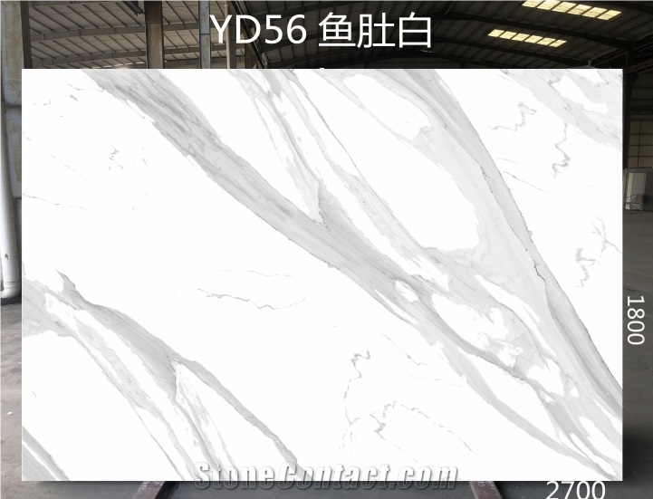 Calacatta White Marble Artificial Stone Slabs In Stock
