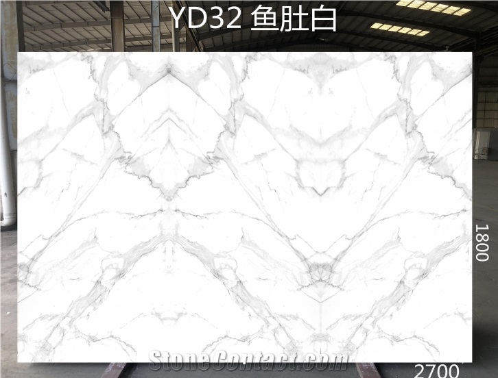 Elegant Calacatta White Marble Artificial Stone Slabs