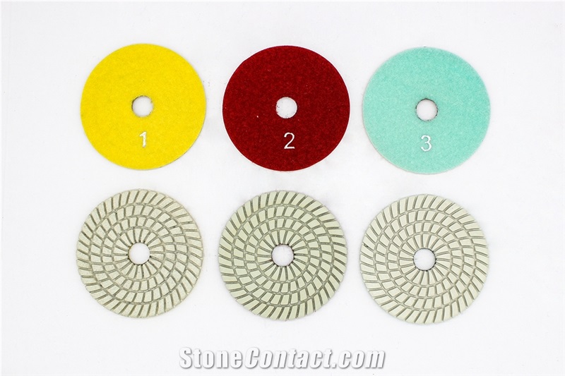 3Step Wet 4"Pads Marble Granite Quartz Stone Wet Polishing Pads