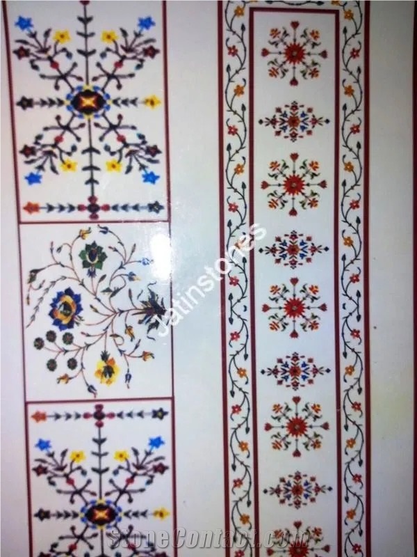 Marble Inlay  Water Jet Medallion Carpet Pattern