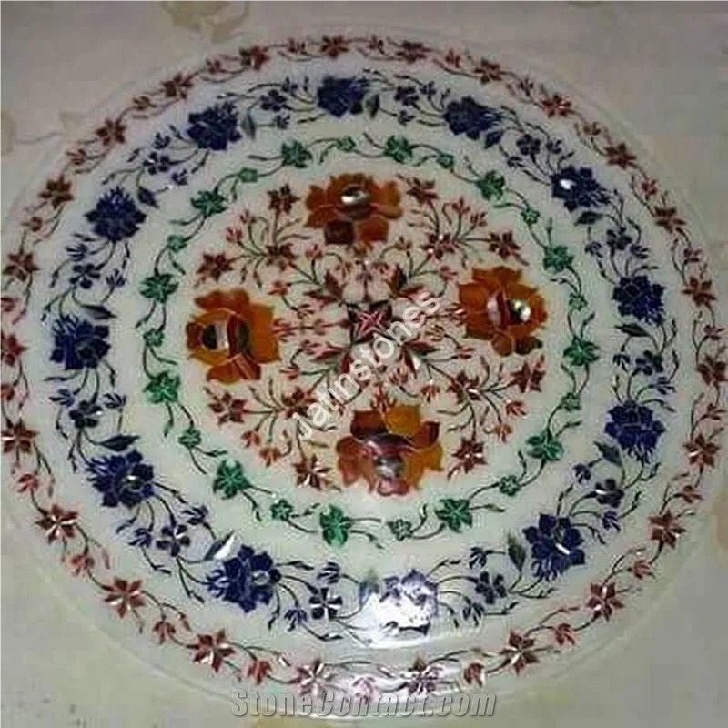 Marble Inlay  Water Jet Medallion Carpet Pattern