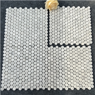 Bianco Carrara Marble Round Mosaic Pattern Tiles