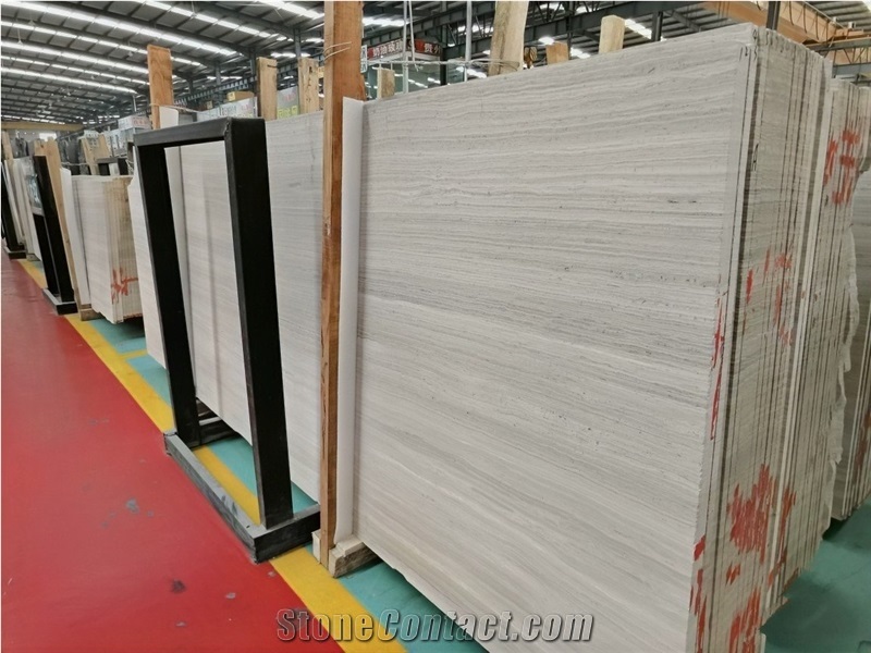 White Wood Grain Marble Slab