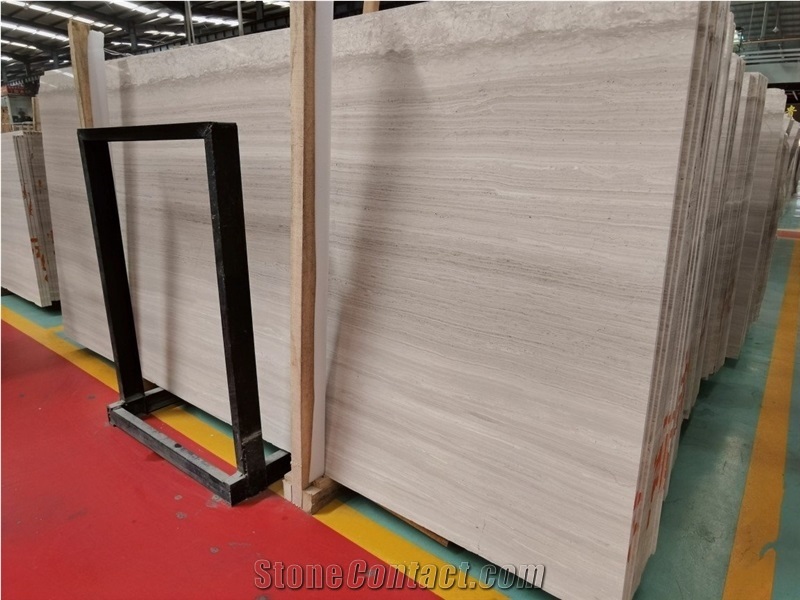 White Wood Grain Marble Slab