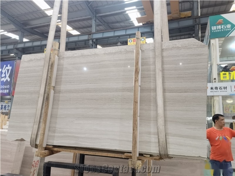 White Wood Grain Marble Slab