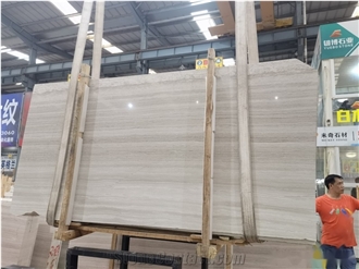White Wood Grain Marble Slab
