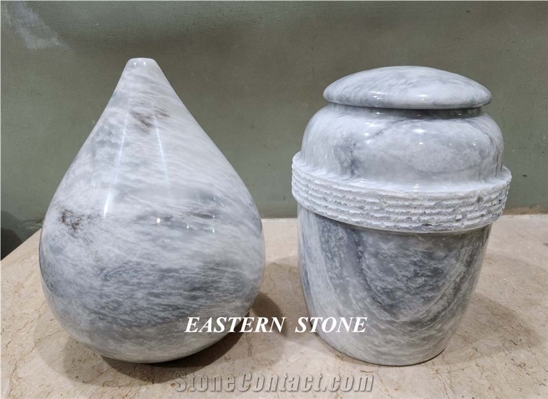 White Marble Cremation Funeral Urn