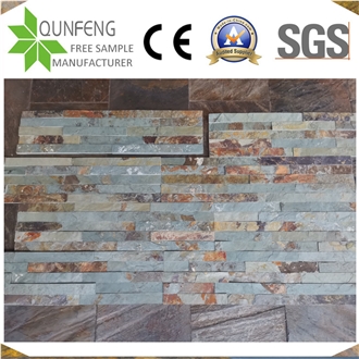 China 15*60CM Green&Rusty Split Slate Wall Cladding Panels