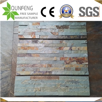 China 15*60CM Green&Rusty Split Slate Wall Cladding Panels