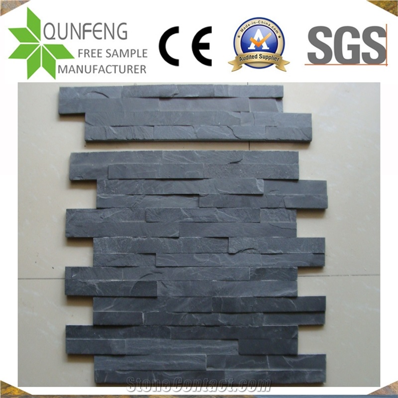 China Natural Black Split Stone Slate Z Wall Cladding Panels