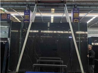 China Nero Marquina Marble Polished Slabs