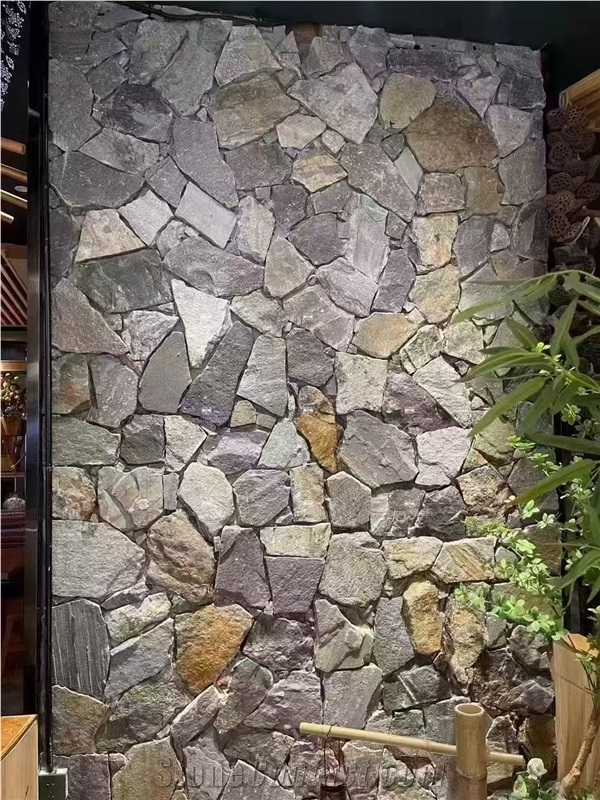 Blue Quartzite Random Flagstone Wall,Split Wall Cladding