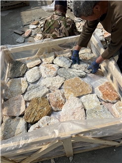 Oyster Quartzite Random Flagstone, Natural Split Stone Wall
