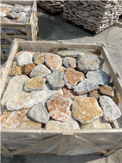 Oyster Quartzite Random Flagstone, Natural Split Stone Wall