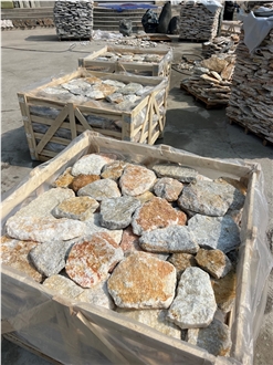 Oyster Quartzite Random Flagstone, Natural Split Stone Wall
