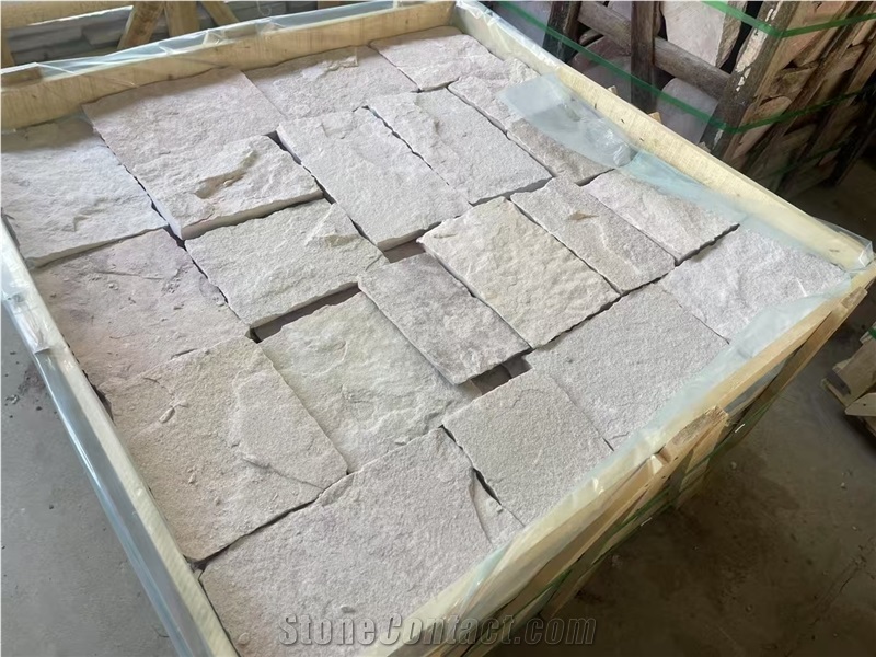 White Sandstone Facade Stone, L Corner Stone For Wall