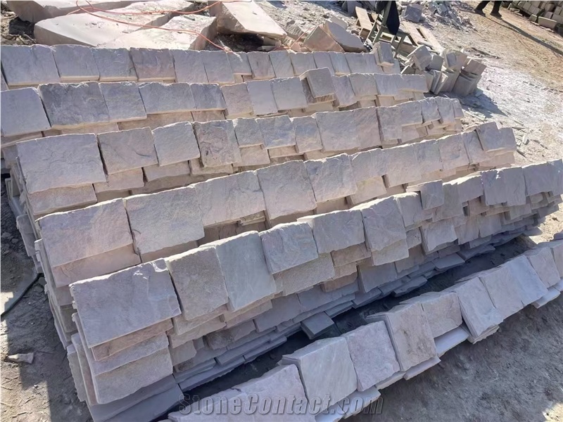 White Sandstone Facade Stone, L Corner Stone For Wall