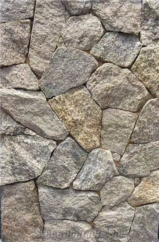 Yellow Granite Flagstone Wall, Split Face Wall Stone