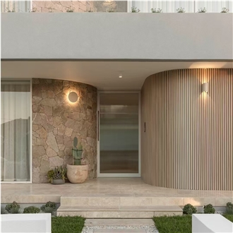 Yellow Granite Flagstone Wall, Split Face Wall Stone