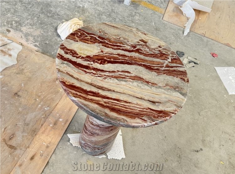 Arabescato Orobico Rosso Marble Coffee Table