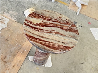 Arabescato Orobico Rosso Marble Coffee Table
