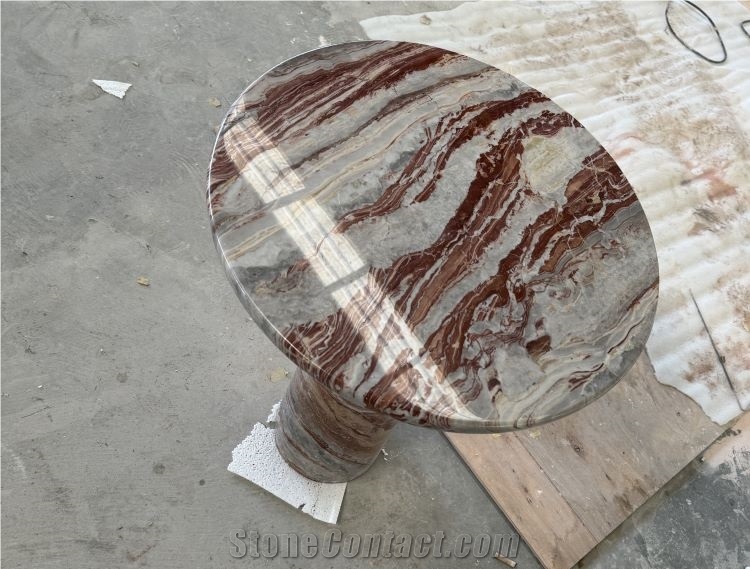Arabescato Orobico Rosso Marble Coffee Table
