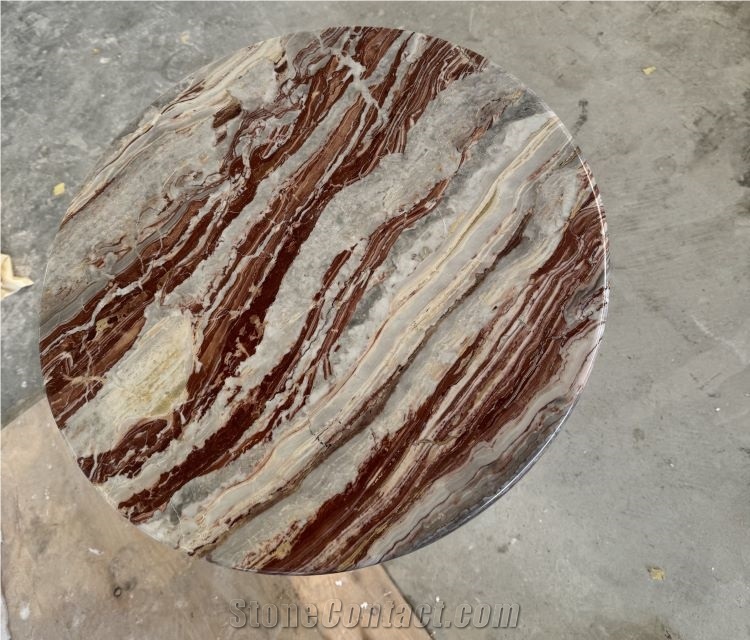 Arabescato Orobico Rosso Marble Coffee Table