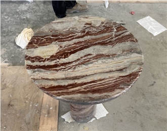 Arabescato Orobico Rosso Marble Coffee Table