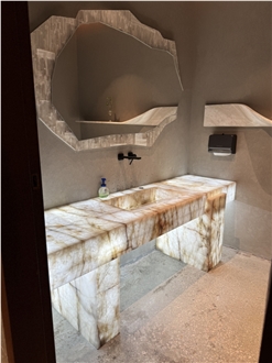 Backlit Cristallo Quartzite Vanity Sink  Bath Top