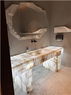 Backlit Cristallo Quartzite Vanity Sink  Bath Top