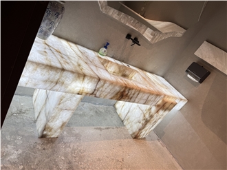 Backlit Cristallo Quartzite Vanity Sink  Bath Top