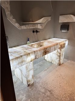 Backlit Cristallo Quartzite Vanity Sink  Bath Top