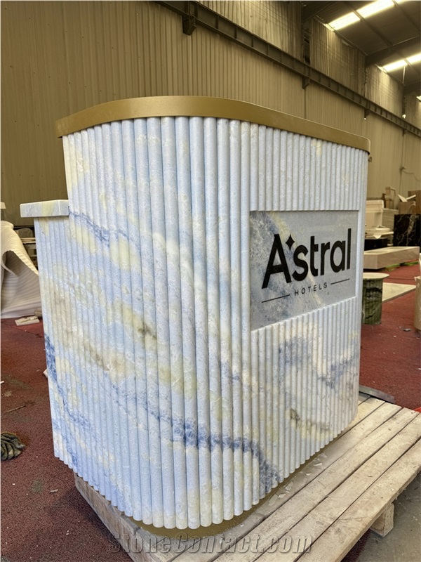 Brazil Azul Cielo Marble Reception Desk Furniture