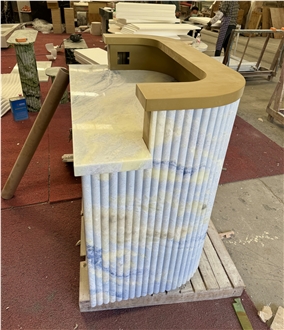 Brazil Azul Cielo Marble Reception Desk Furniture