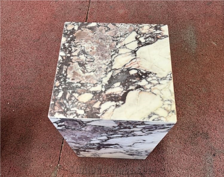 Calacatta Viola Marble Plinth Stand Side Table Home Design
