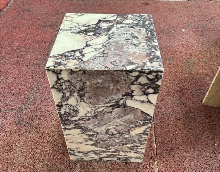 Calacatta Viola Marble Plinth Stand Side Table Home Design