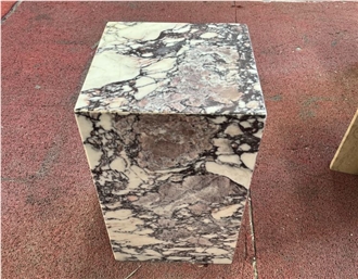 Calacatta Viola Marble Plinth Stand Side Table Home Design