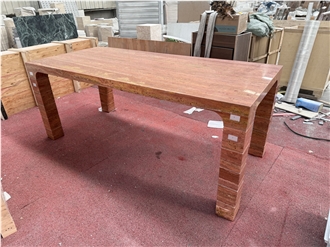 Red Travertine Dining Conference Table