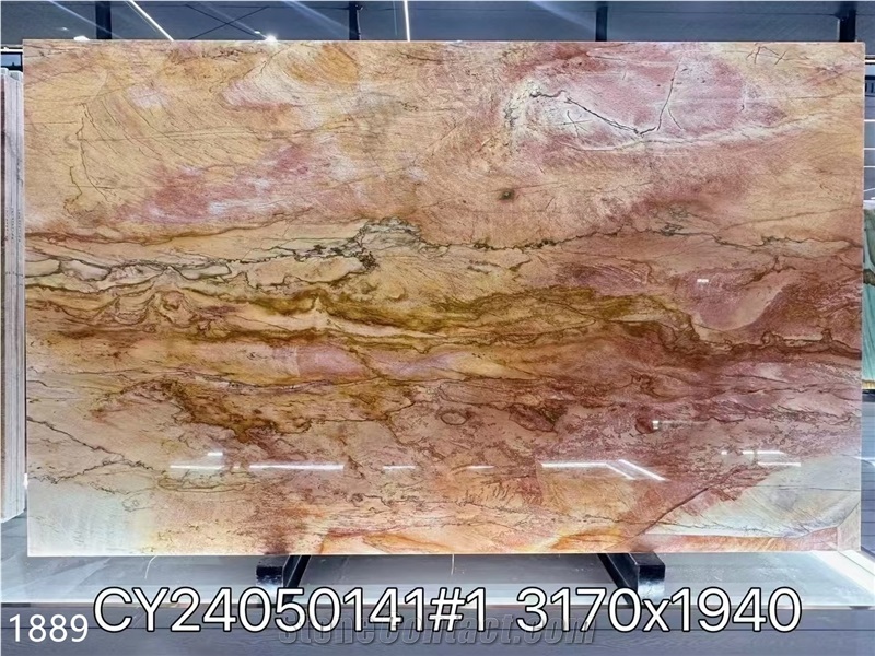 Carpaccio Quartzite Slabs Red Brown Rose Stone Tile