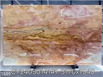 Carpaccio Quartzite Slabs Red Brown Rose Stone Tile