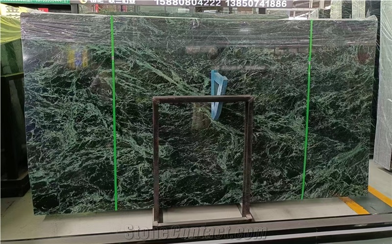 Big Green Variegated Flower Marble Slabs