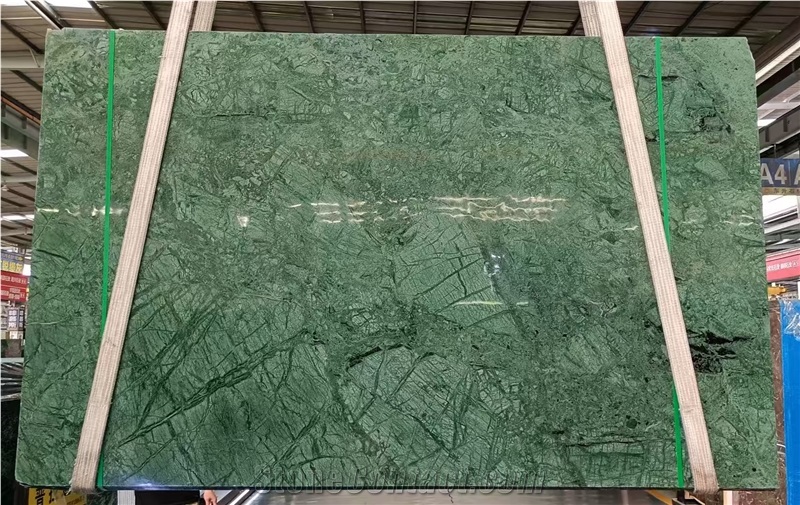 Big Green Variegated Flower Marble Slabs