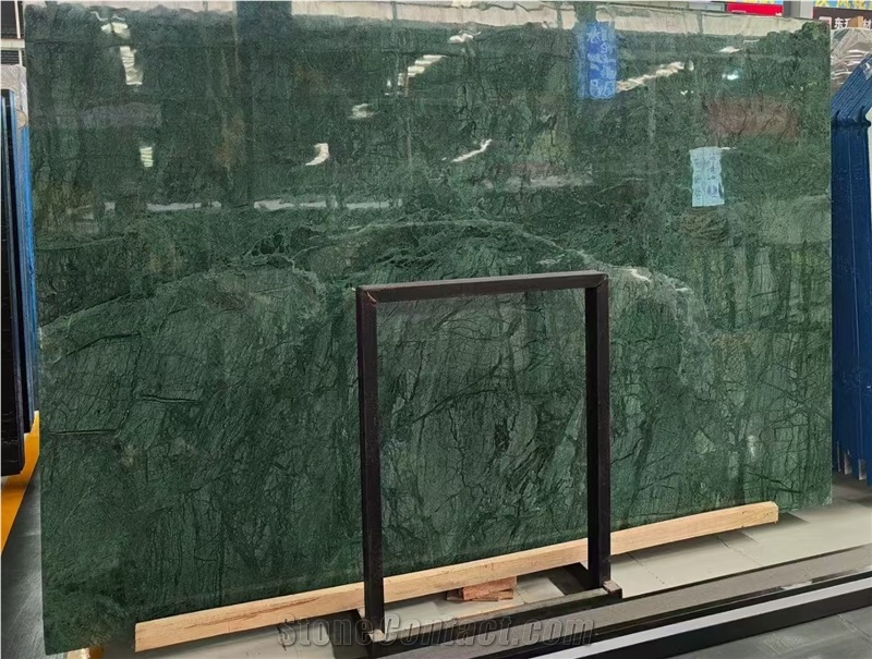 Big Green Variegated Flower Marble Slabs