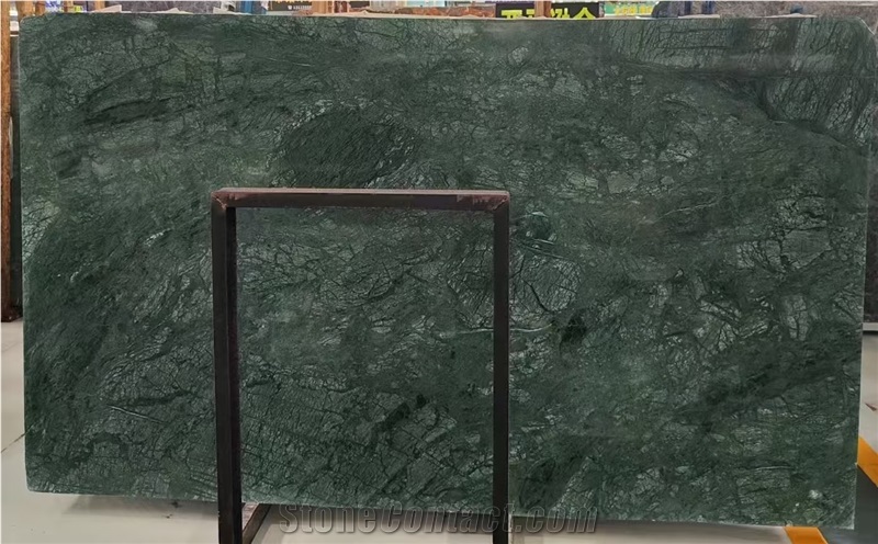 Big Green Variegated Flower Marble Slabs