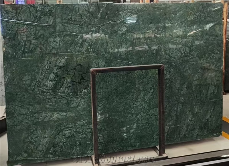 Big Green Variegated Flower Marble Slabs